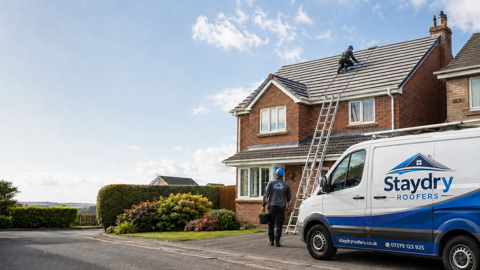 Staydry Roofers team working on a UK roof