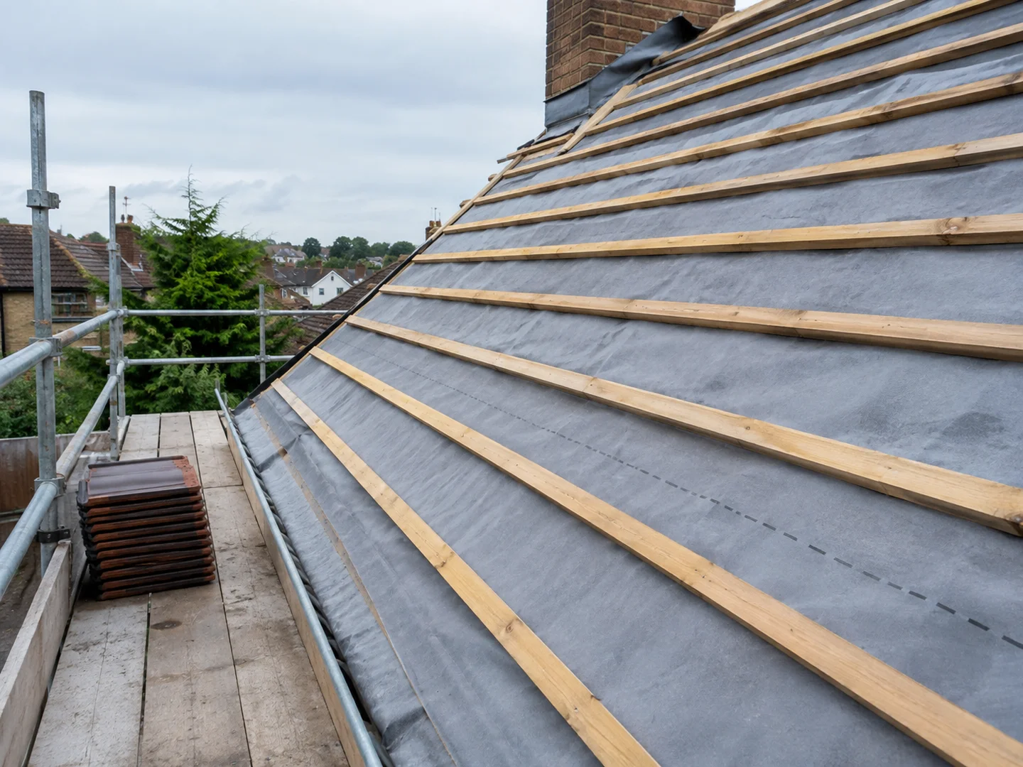 Illustrative close-up of new roofs work